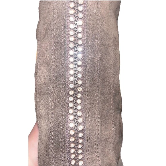 Gypsy Soule Brown Suede Boots Western Tooled Leather Swarovski Crystal Cross 10 - Picture 6 of 16